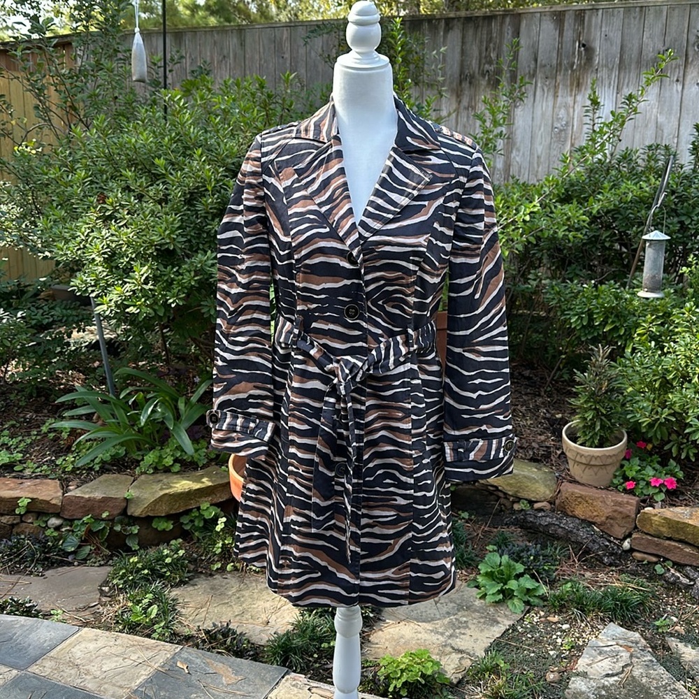 PER UNA Black, Brown, Cream Animal Print Lined Coat